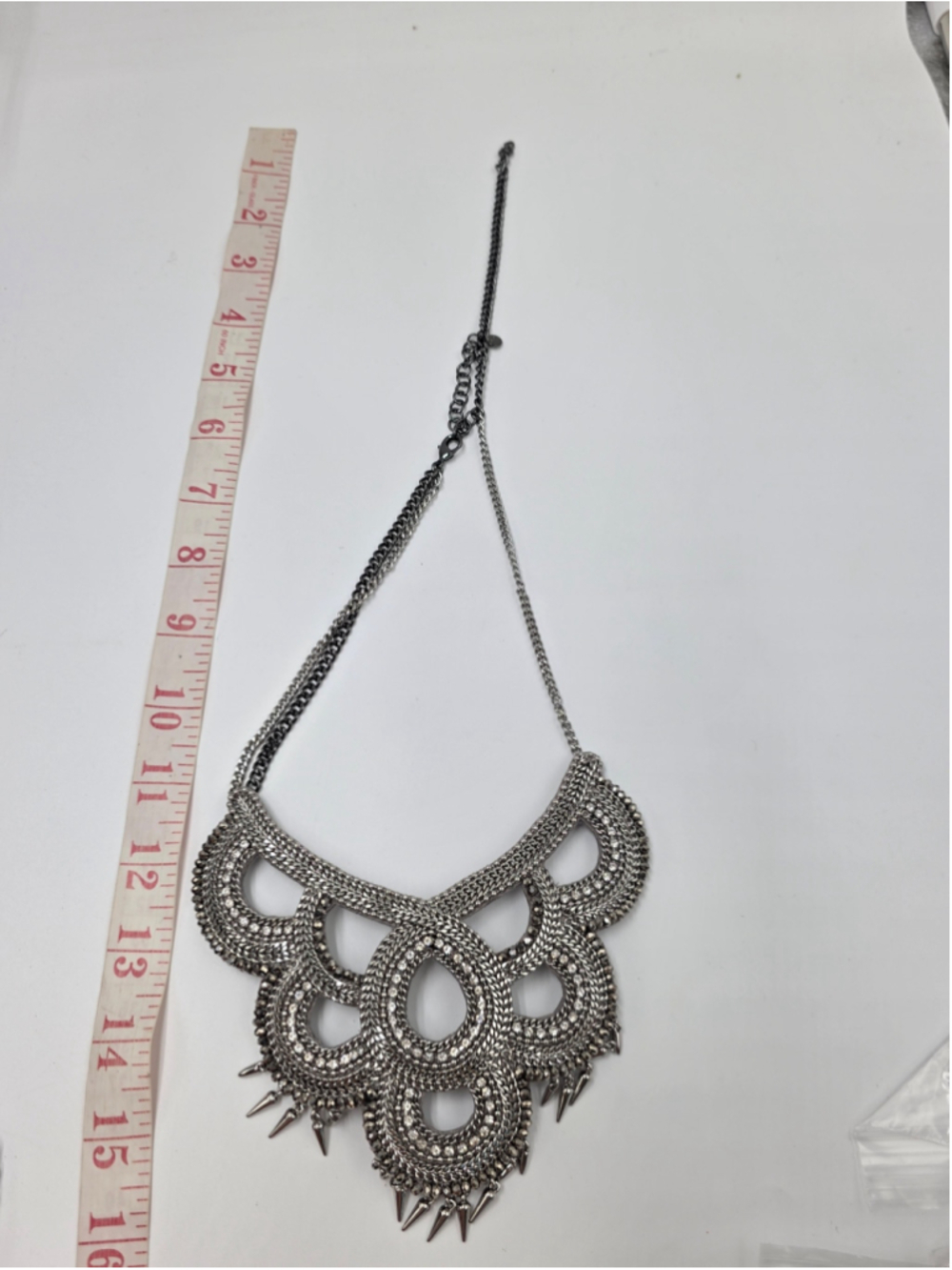 Stella & Dot Tallulah Statement Necklace Silver Tone Crystal Bib Necklace - Picture 9 of 9